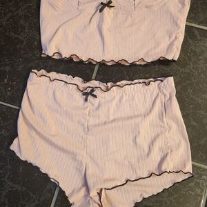 🍉SHEIN Blush Chemise Set with Black Accents